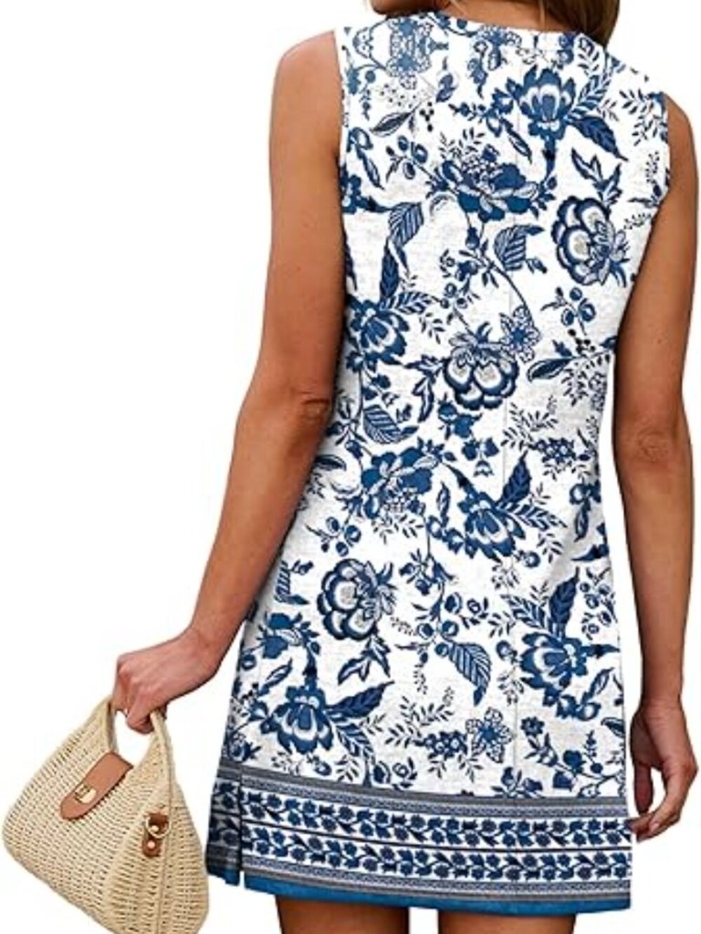 Casual Dresses for Women Crewneck Sleeveless Tank Dress Summer Spring Boho Vacat - Picture 4 of 5